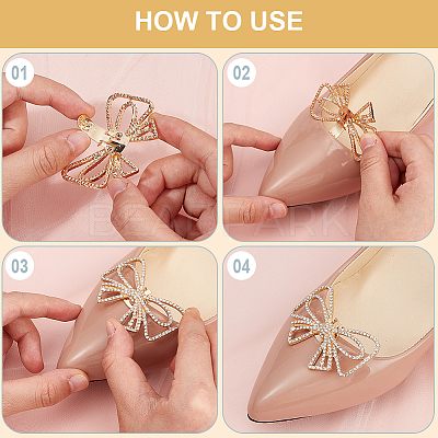 6Pcs 3 Styles Bowknot Alloy Rhinestone Shoe Decorations FIND-CP0002-22B-1