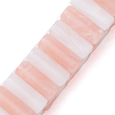 Two Tone Acrylic Column Beaded Stretch Bracelets for Women BJEW-JB10645-01-1