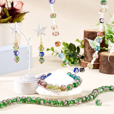 1 Strand Handmade Lampwork Inner Flower Rondelle Beads Strands LAMP-TA0002-72G-1