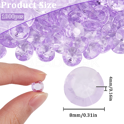 1000Pcs Acrylic Rhinestone Pointed Back Cabochons GACR-SP0001-01C-1
