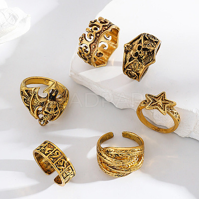 6Pcs 201 Stainless Steel Finger Rings for Men FS-WG288A9-02-1