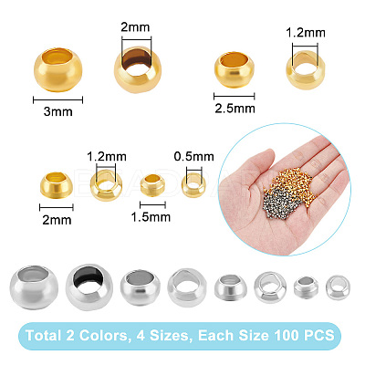 800Pcs 8 Colors Brass Crimp Beads FIND-UN0004-36-1