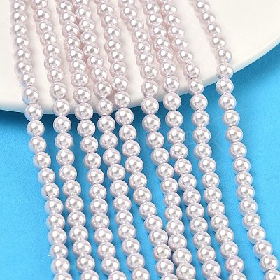 Electroplated Shell Pearl Beads Strands BSHE-G041-4mm-06-1