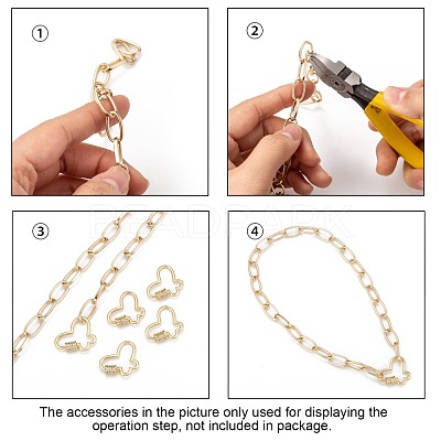 Brass Micro Pave Cubic Zirconia Screw Carabiner Lock Charms KK-I657-15G-1