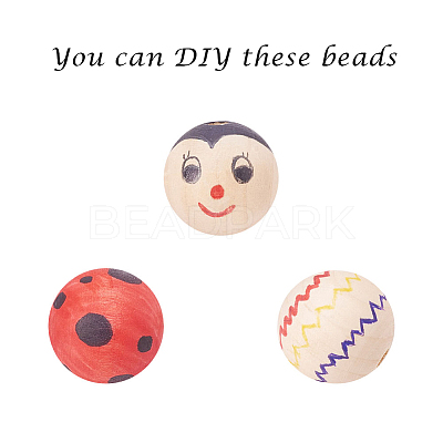 Natural Unfinished Wood Beads LS-WOOD-S651-8mm-LF-1