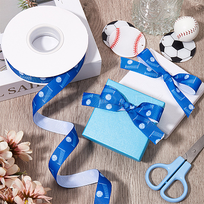 25 Yards Sport Ball Theme Printed Polyester Grosgrain Ribbon OCOR-WH20002-03B-02-1