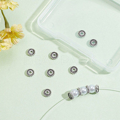 12Pcs Tibetan Style Sterling Silver Spacer Beads STER-BC0001-80-1