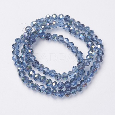 Electroplate Transparent Glass Beads Strands X-EGLA-A034-T4mm-S09-1
