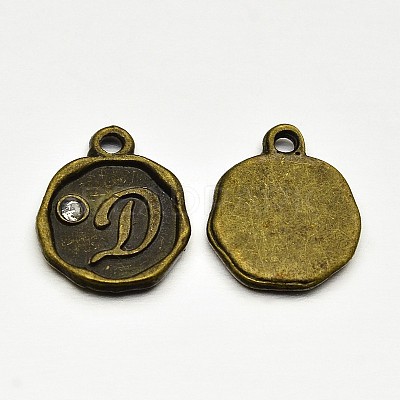 Antique Bronze Plated Alloy Rhinestone Charms ALRI-J152-D-NF-1