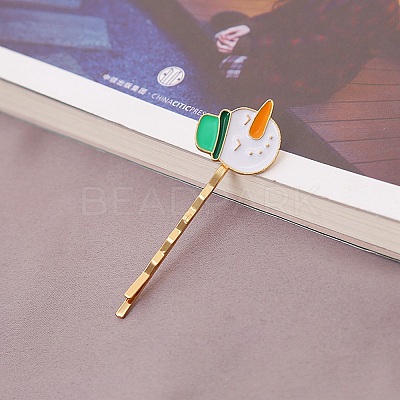 Christmas Theme Alloy Enamel Hair Bobby Pin AJEW-A056-04C-1