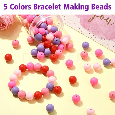 Pink Theme 90Pcs 5 Colors Food Grade Eco-Friendly Silicone Beads SIL-YW0001-43-1
