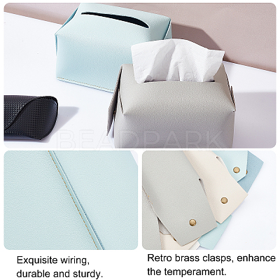 3Pcs 3 Colors Foldable PVC Imitation Leather Tissue Storage Bags ABAG-CA0001-11-1