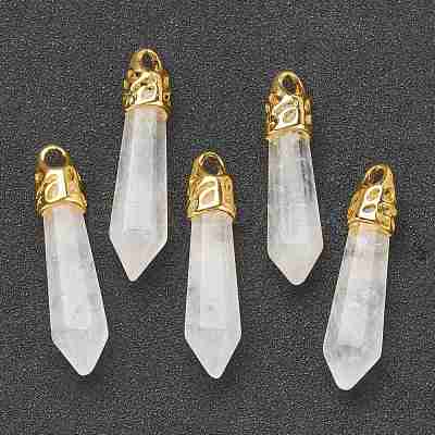Bullet Natural Quartz Crystal Pointed Pendants G-E332-C28-G-1