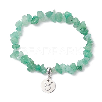 Natural Green Aventurine Chip Beaded Stretch Bracelets BJEW-JB11133-04-1