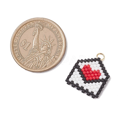 Beaded Heart Envelope Charms PALLOY-MZ01092-02-1