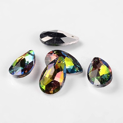 Faceted Teardrop Glass Pendants GLAA-O008-B19-1