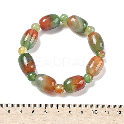 Natural Peacock Agate Bead Stretch Bracelets G-P570-01J-1