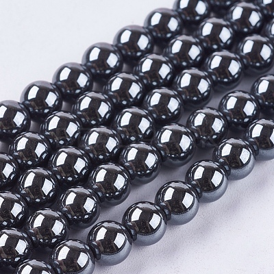 Non-Magnetic Synthetic Hematite Beads Strands G-H1623-6mm-1-1