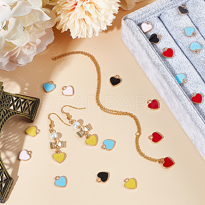 100Pcs 5 Colors Alloy Enamel Charms ENAM-SC0005-32-1
