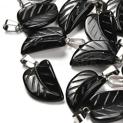 Natural Obsidian Pendants G-B127-01P-03-1