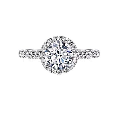 Rhodium Plated 925 Sterling Silver Pave 6.5x3.9mm Moissanite Finger Rings for Women WG1E35D-07-1