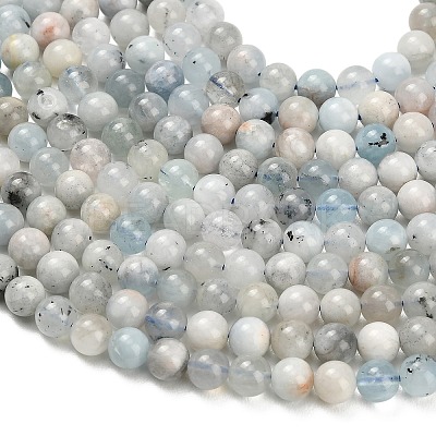 Natural Aquamarine Beads Strands X-G-F591-29A-6mm-02-1