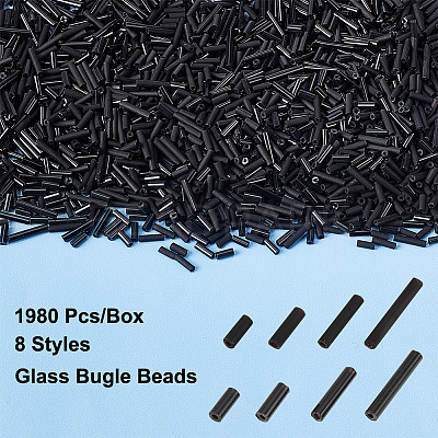 1980Pcs 8 Style Glass Bugle Beads SEED-AR0001-07-1