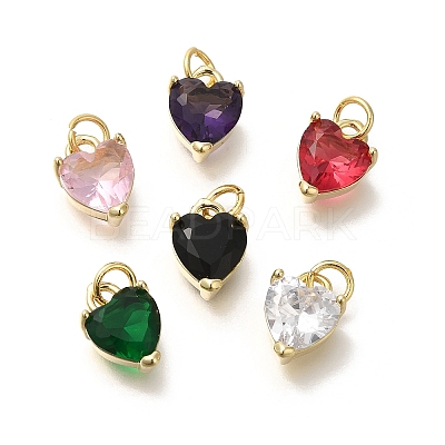 Heart Brass Charms KK-M295-01G-1