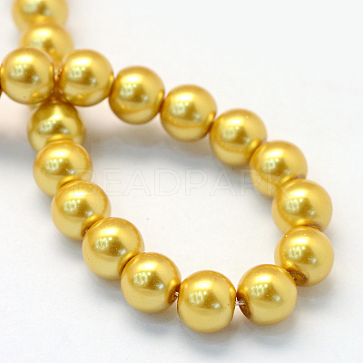 Baking Paint Pearlized Glass Pearl Round Bead Strands X-HY-Q330-8mm-31-1