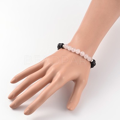 Natural Lava Rock Beaded Stretch Bracelets BJEW-JB02184-1