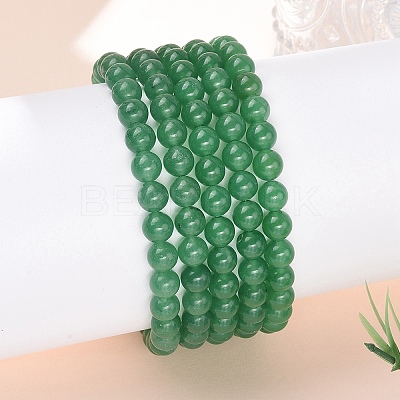Natural Malaysia Jade Bead Stretch Bracelets X-BJEW-K212-A-013-1