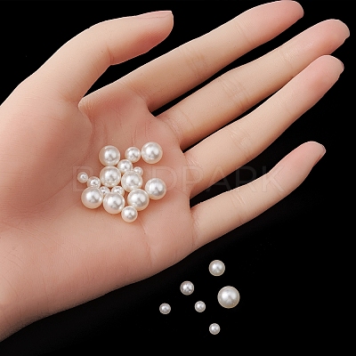300Pcs 6 Sizes ABS Plastic Imitation Pearl Round Beads MACR-YW0002-67-1