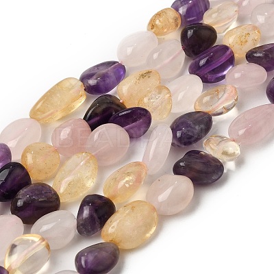 Natural Amethyst & Heated Citrine & Rose Quartz Beads Strands GG-CBA76A0-01-1