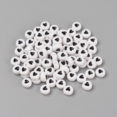 Acrylic Enamel Beads OACR-WH0003-04A-1