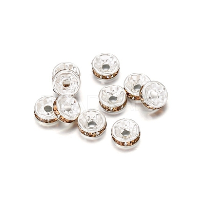 Rondelle Brass Rhinestone Spacer Beads FS-WG29681-63-1