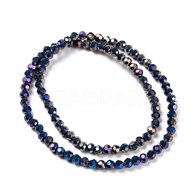 Faceted(32 Facets) Round Full Rainbow Plated Electroplate Glass Beads Strands EGLA-J130-FR15-1