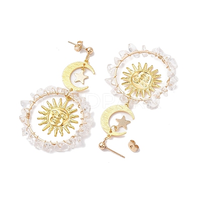 Vintage Natural Quartz Crystal Ear Studs EJEW-JE05807-03-1