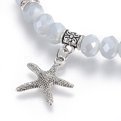 Cowrie Shell Pendant Stretch Bracelets BJEW-JB04057-04-1