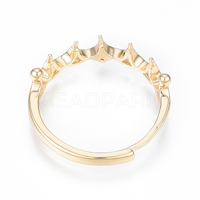Brass Micro Clear Cubic Zirconia Adjustable Ring Settings KK-T062-238G-1