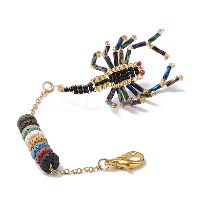 Scorpion Glass Seed Beads Pendant Decoration HJEW-MZ00121-1