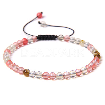 Adjustable Women's Watermelon Stone Glass Beaded Bracelet CN3407-1-1