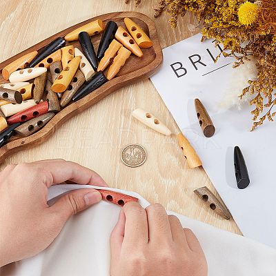 70Pcs 7 Colors 2-Hole Wood Buttons BUTT-GF0004-20-1