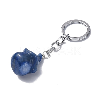 Dyed & Heated Natural Blue Aventurine Keychains KEYC-P011-04P-02-1