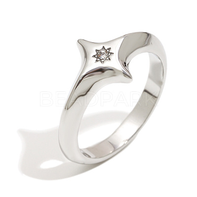 316L Surgical Stainless Steel with Clear Cubic Zirconia Finger Rings WGD89A7-06-1