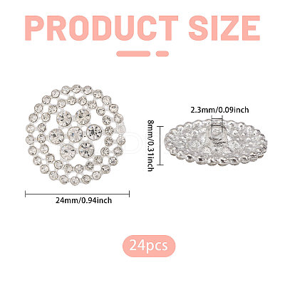 16Pcs  1-Hole Alloy Rhinestone Shank Buttons BUTT-CA0001-32-1