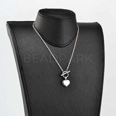Non-Tarnish Valentine's Day Heart 304 Stainless Steel Lariat Necklaces X-NJEW-JN01484-1