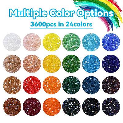 3600Pcs 24 Colors Transparent Electroplate Glass Beads GLAA-YW0003-34-1
