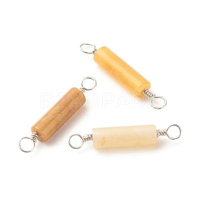 Natural Topaz Jade Connector Charms PALLOY-JF01574-05-1