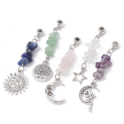 Mixed Gemstone Chip Pendants PALLOY-JF02239-1