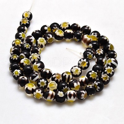 Round Millefiori Glass Beads Strands LK-P001-06-1